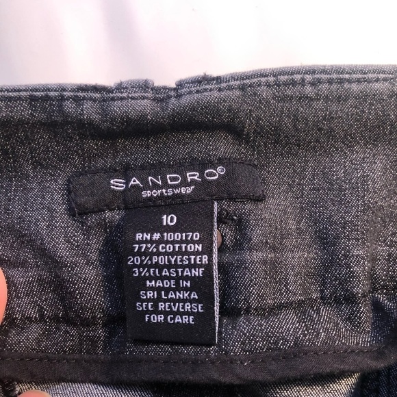 Sandro Sportswear Charcoal Gray High Rise Flare Wide Leg Capris Denim Pants Sz10 - Picture 12 of 12